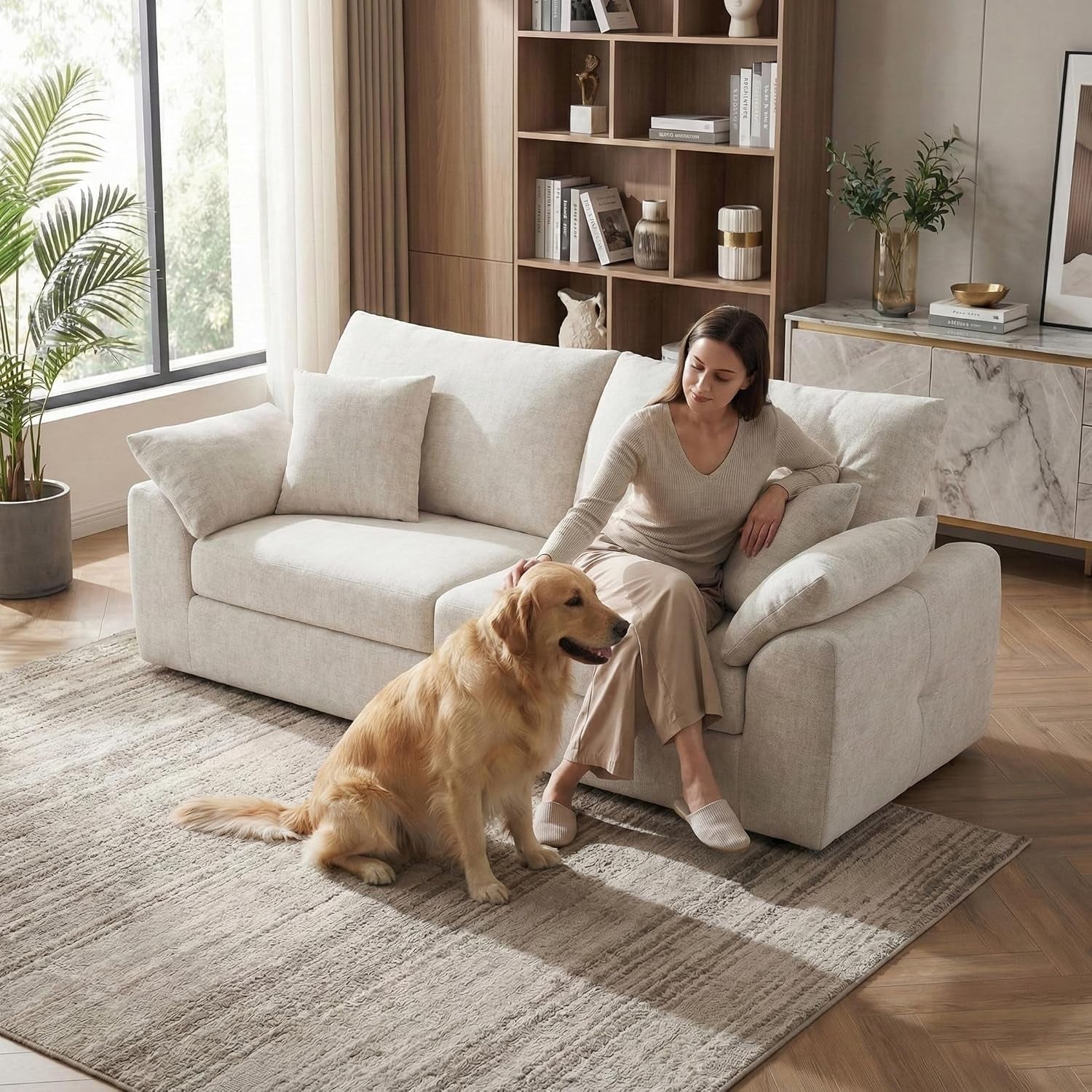 89-8-modern-loveseat-sofa-for-living-room-cloud-boneless-couches-with-4-pillows-mid-century-loveseat-couches-for-small-place-no-assembly-required-beige