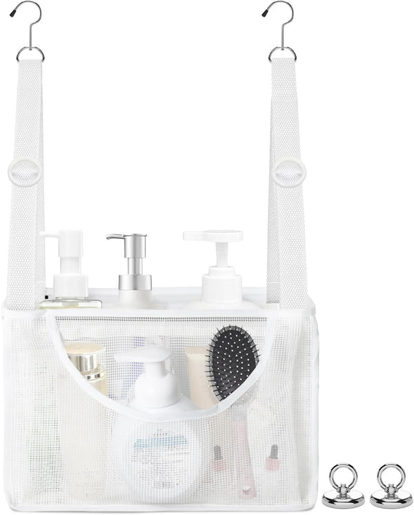 PVC Mesh Hanging Shower Caddy Organizer White, 12"X5"X7"1