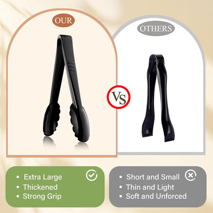 Plastic Serving Utensils Set Disposable Tongs Spoons for Buffet | 10Inch Heavy Duty, BPA Free,18Pc Party Catering Supplies Buffet Display Utensils for Restaurant, Wedding, Banquet, Food,Black7