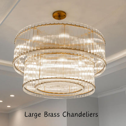 37" Modern Gold round Chandelier,2-Tier 8-Light Water Ripple Crystal Glass Chandeliers,For Dining Room,Living Room,Bedroom,High Ceiling,Foyer Entryway,Luxury Chandelier7