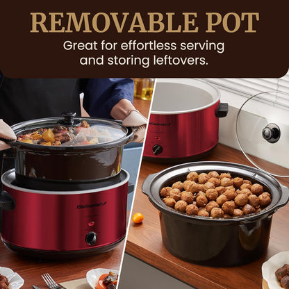 MST-900RXT Electric Ceramic Slow Cooker, 8.5 Qt, Metallic Red | Adjustable Temp, Dishwasher-Safe Glass Lid & Crock - Great for Entrees, Sauces, Stews & Dips4