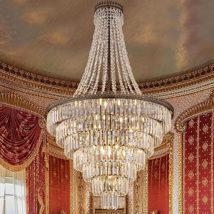 French Empire Crystal Chandelier 34" W Large High Ceiling Chandelier1