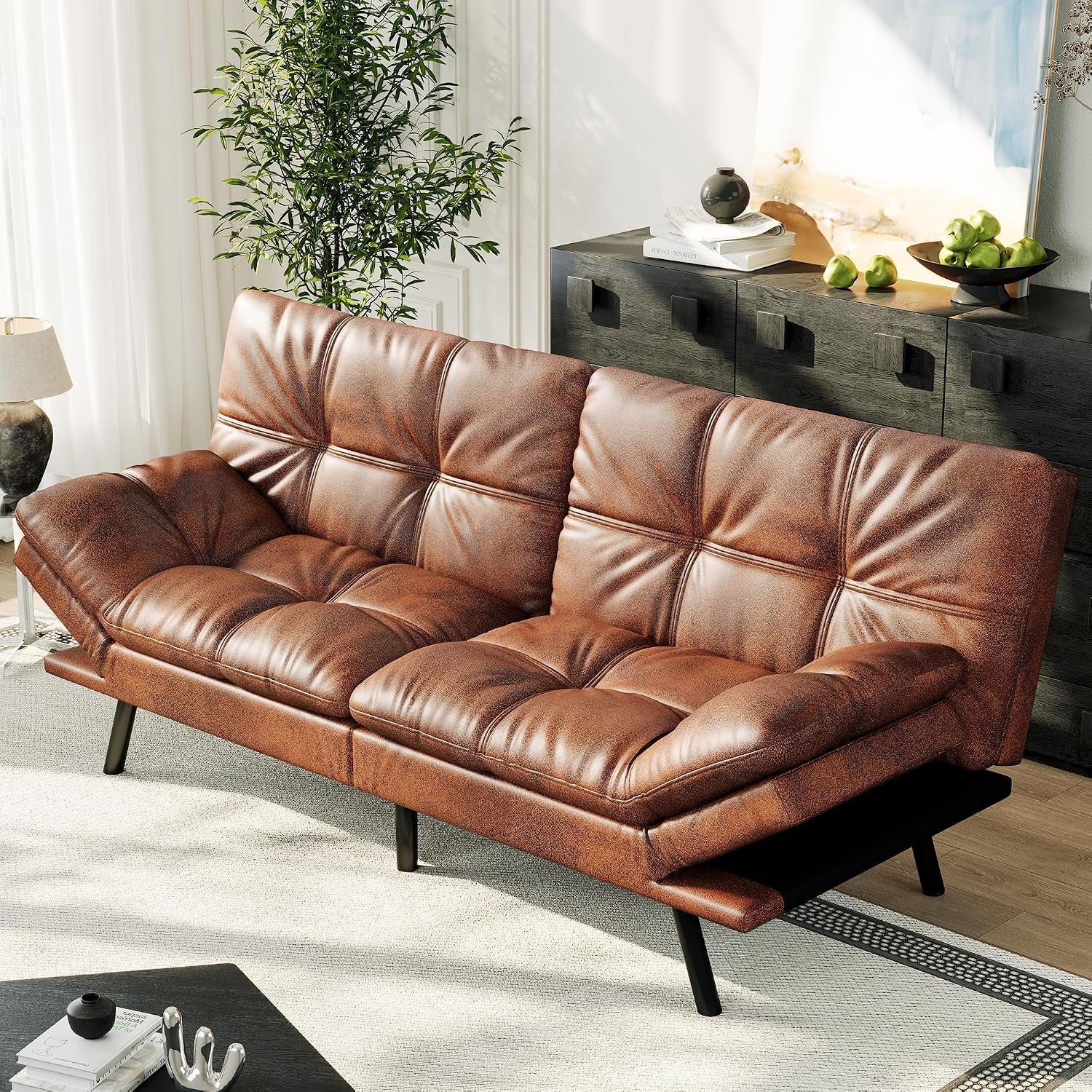 71-convertible-futon-sofa-bed-brown-faux-leather-futon-couch