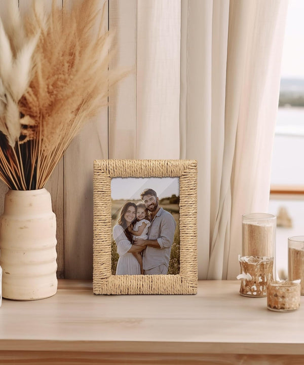 Boho 5X7 Picture Frame Rattan Photo Frame3