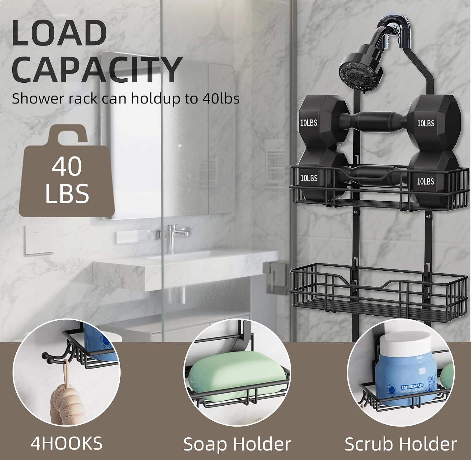 over-the-shower-head-caddy-3-tier-hanging-shower-shelves-rustproof-shower-storage-organizer-with-hooks-and-soap-holder-no-drilling-bathroom-shower-rack-black