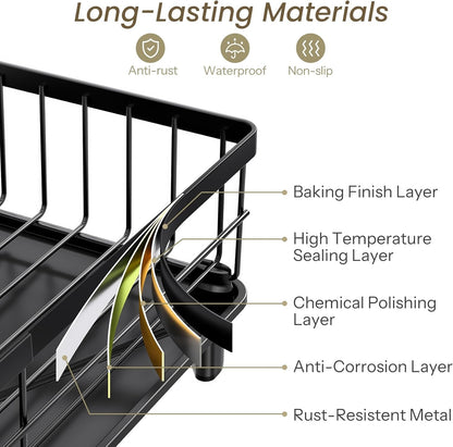 Dish Drying Rack for Small Kitchen Counter, 11" W X 15" L, Black6