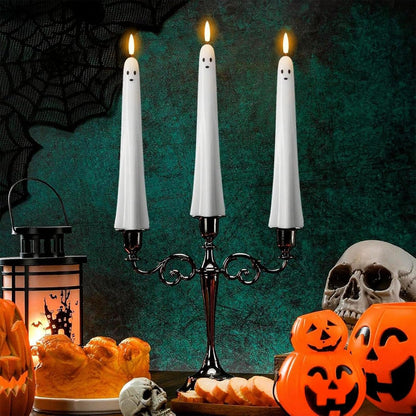 Ghost Halloween Flameless Taper Candles with Remote and Timer7