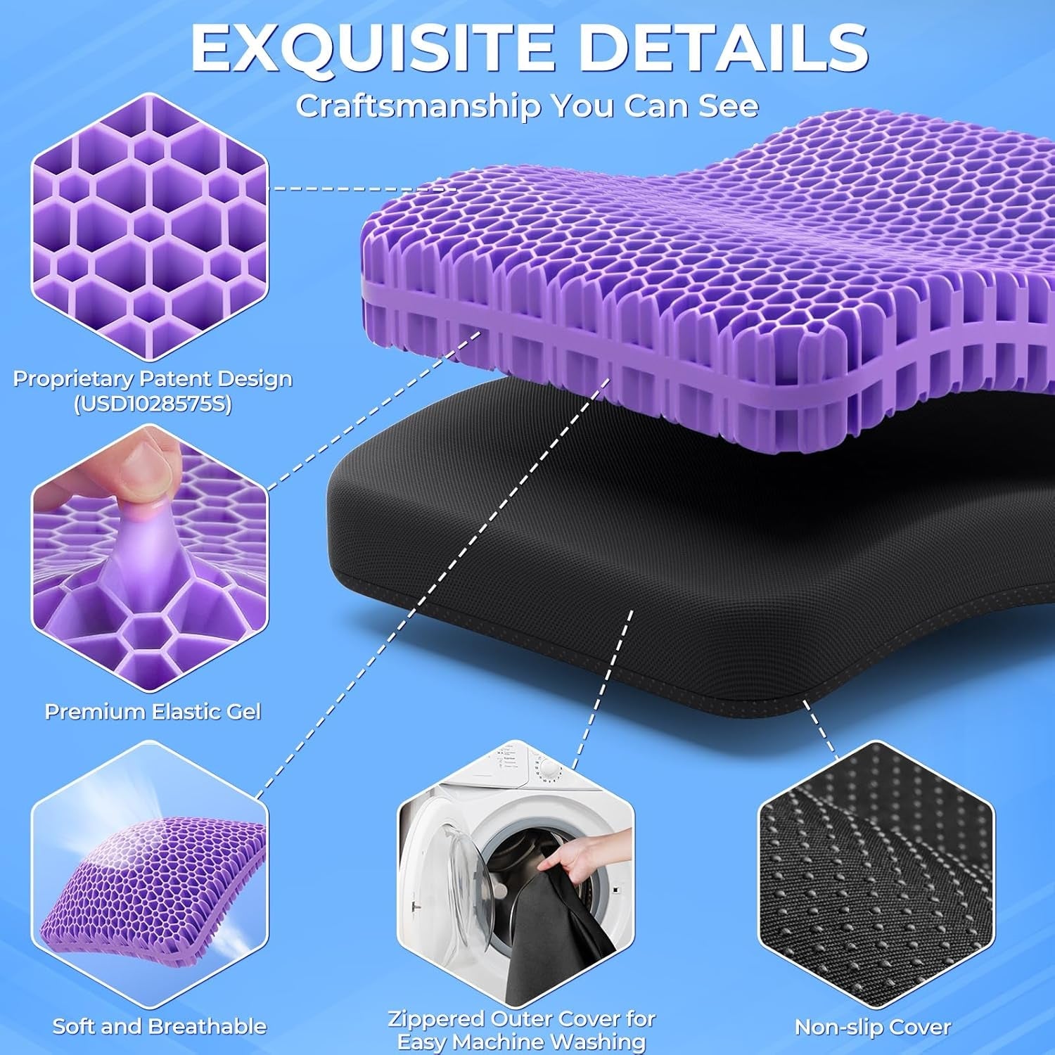 gel-seat-cushion-for-long-sitting-breathable-thick-patent-design-enlarged-cooling-chair-pad-for-office-chair-wheelchair-desk-chair-silicone-car-cushion-standard-black-violet
