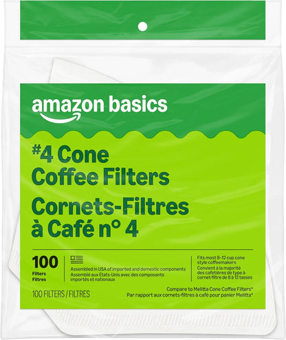 Number 4 Cone Coffee Filters for 8-12 Cup Coffee Makers, White, 100 Count1