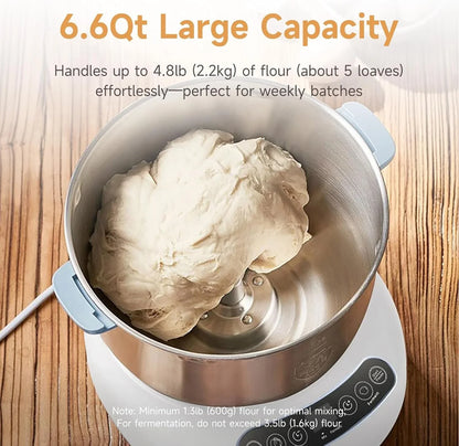 Electric Dough Maker with Ferment Function, Microcomputer Timing, Face-Up Touch Panel, 7.4Qt, 304 Stainless Steel, JD-HMJ7L5