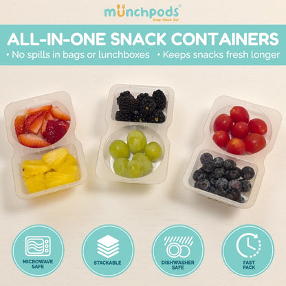Reusable Snack Containers with Lids 20 Pack (40 Pieces) Portion Control, Snack Pack Containers 2 Double Compartment Snack Containers for Kids on the Go Meals, Camping Snack Tray Prep2