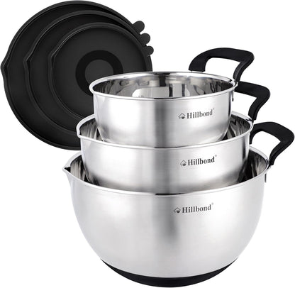 Stainless Steel Mixing Bowls with Lids Set, Set of 3, Black1
