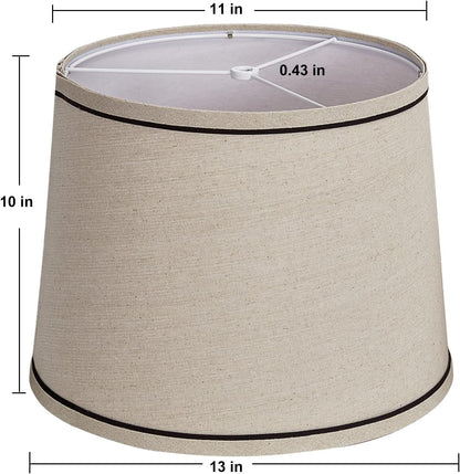 Lampshades Medium Set of 2 for Table Lamps Lampshades Floor Lamps | Fabric Drum Lampshades, 13" Top X 11" Bottom X 10" High, Medium Lampshades, Lamp Shade Harp Holder Included2