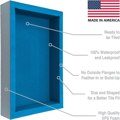 Noble 314 Preformed 12" X 20" ID Shower Niche, Tub, Caddy, Modern Bathroom Storage Solution, Adjustable Shelf, Water-Resistant, Easy Install Ideal for Toiletries Shampoo Shower Accessories4