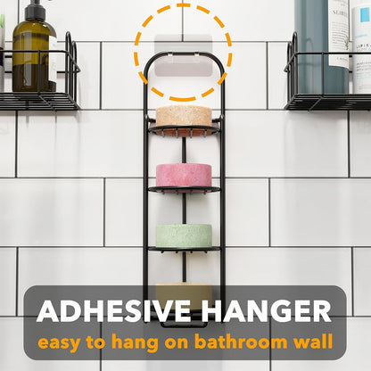 4 Tier Shampoo Bar Holder for Shower, Self Draining Soap Bar Holders Caddy for Bathroom Wall and Kitchen Sink, Shampoo Bar Dish Rack, Stainless Steel Bar Soap Holder (Black)2