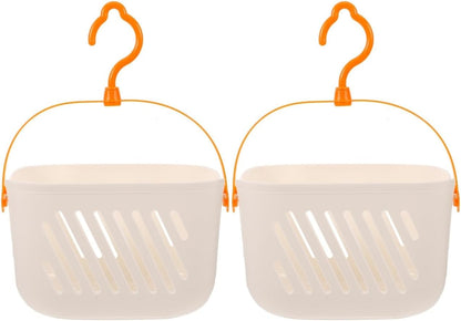 Hanging Shower Caddy, 2Pcs Plastic Mounted Shower Caddy Basket, Portable Kitchen Organizer Storage Organizer with Hook for Home Kitchen Bathroom, White1