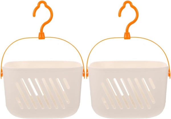 Hanging Shower Caddy, 2Pcs Plastic Mounted Shower Caddy Basket, Portable Kitchen Organizer Storage Organizer with Hook for Home Kitchen Bathroom, White1