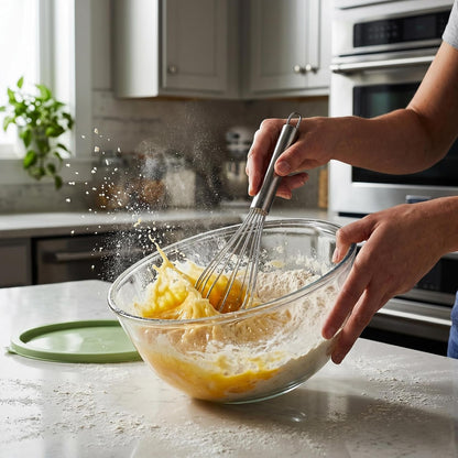 Large Glass Mixing Bowl with Lid - Large Glass Bowl for Salad, Serving, & Baking - Airtight Food Storage Container with Bpa-Free Green Lid, Microwave Safe8