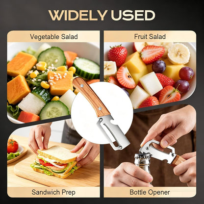 Multi Functional Vegetable Peeler, Stainless Steel Blade with Wooden Handle & Bottle Opener, Kitchen Essential, Suitable for Fruits & Vegetables That Need to Be Peeled (3 Pcs)5