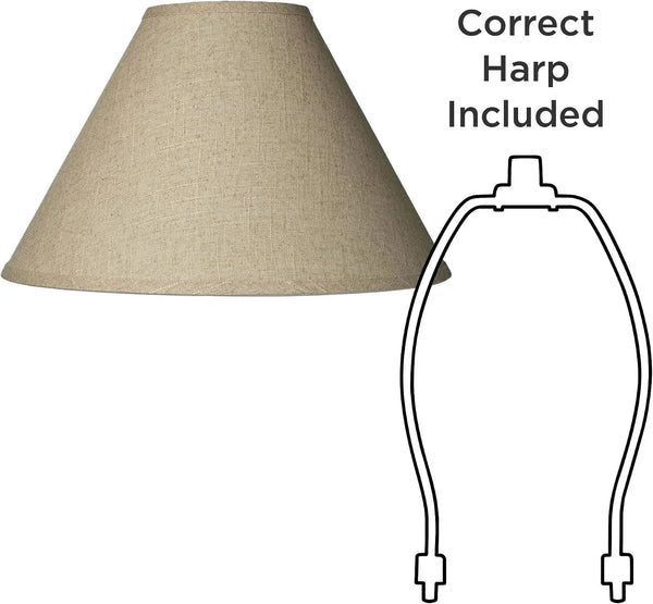 Fine Large Burlap Empire Lamp Shades 6X17X11.5 (Spider) Set of 2 | 6" Top X 17" Bottom X 11.5" High Replacement for Table + Floor Lamps Shade Pre-Assembled Beige Harp + Finial Fitting6