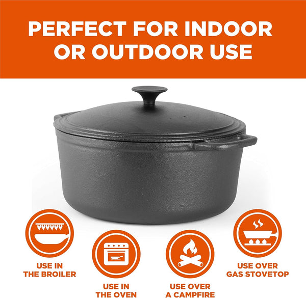 6.6-Qt. Dutch Oven, Pre-Seasoned Cast Iron, CHCI660 | Integrated Handles, Works on All Cooktops Including Induction, Outdoor Cookware for Campfires or Grills3