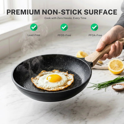25Pcs Ceramic Cookware Set, Non-Toxic Nonstick Cooking Pots & Pans with Heat Resistant Grips, Complete Induction Compatible Kitchen Kit Including Multi-Size Frying Pans, Black4