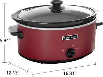 8 Quart Slow Cooker Oval Manual Pot Food Warmer with 3 Cooking Settings, Red Stainless Steel4