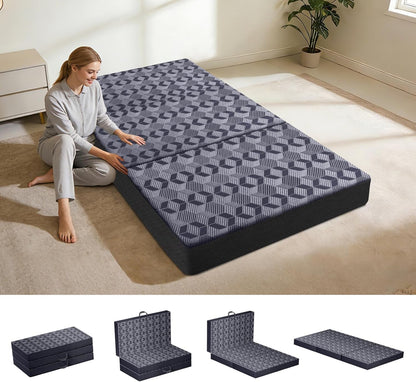 Tri-Folding Mattress Twin Size,6 Inch Guest Bed with Washable Cover1