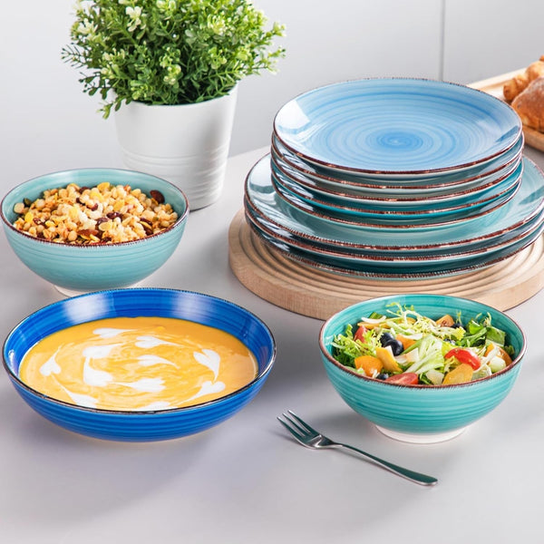 Bonita Stoneware Dinnerware Sets, 24 Pieces Dishes Set for 67