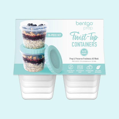 Bentgo Prep - 20 Piece 16 Fl Oz Leak-Proof Deli Containers with Lids, Food Storage for Meal Prep, Twist-Top, Reusable, PFAS & Bpa-Free, Stackable, Microwave, Freezer, & Dishwasher Safe (Sea Blue)7