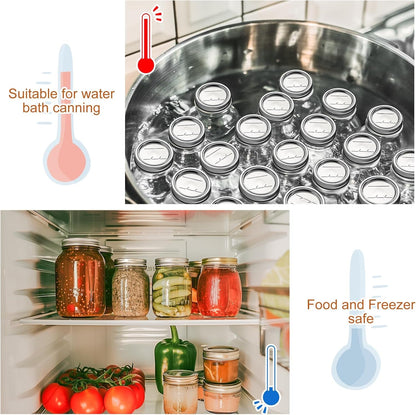 Canning Jar Lids with Rings for Mason Regular Mouth 24Pcs Regular Mouth Kerr Ball Jars Lids with Rings Good Sealing Performance Food Grade Material Kerr Mason Jars for Canning Food Fruits DIY Jam6