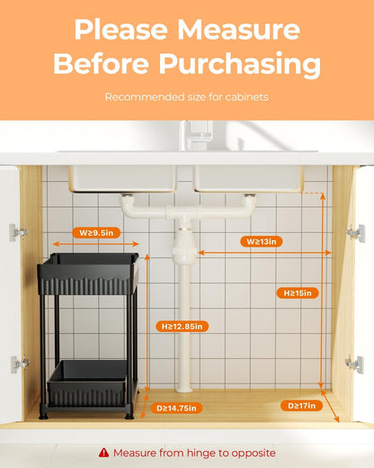 3-Pack 2-Tier under Sink Organizers with Sliding Drawers8