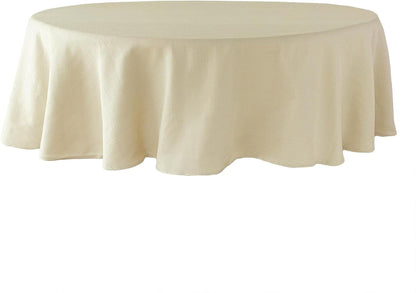 Cameron Textured Fabric Table Cloth, for Everyday Home Dining, Parties, Weddings & Holiday Tablecloths (70" Round, Flax/Beige/Taupe)7