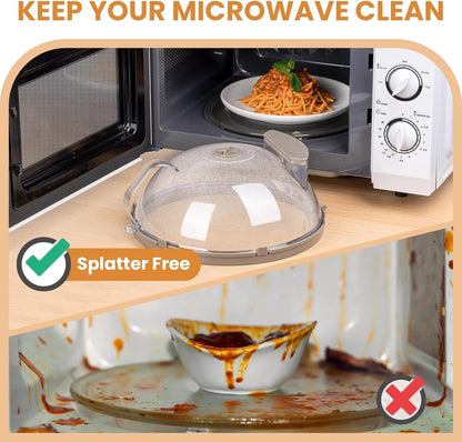 Microwave Splatter Cover with Water Steamer, Integrated Handle, 10 Inch | Microwave Food Cover with Water Reservoir to Keep Food Moist, Kitchen Essentials Gadgets, House Warming Gifts New Home2