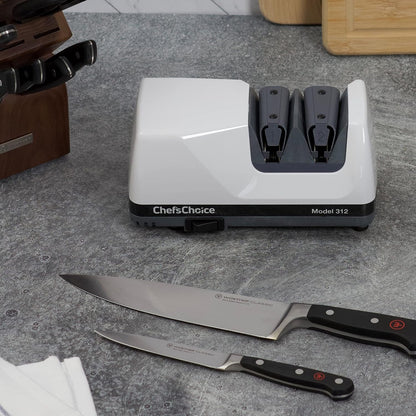 Chef'Schoice Professional Electric Knife Sharpeners Ultrahone with 100-Percent Diamond Abrasives and Precision Angle Guides for 20-Degree Straight-Edge and Serrated Knives, 2-Stage, White3