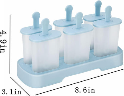 Popsicle Molds Set 6 Pieces Ice Popsicle Maker-Bpa Free,Easy-Release Ice Pop Molds,Homemade Ice Cream Molds (Blue) | with Sticks, BPA Free, Make Healthy Pops,Easy-Release, Homemade(Blue)3