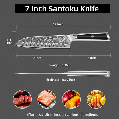 Kitchen Knife Japanese Damascus Santoku Knife 7 Inch5