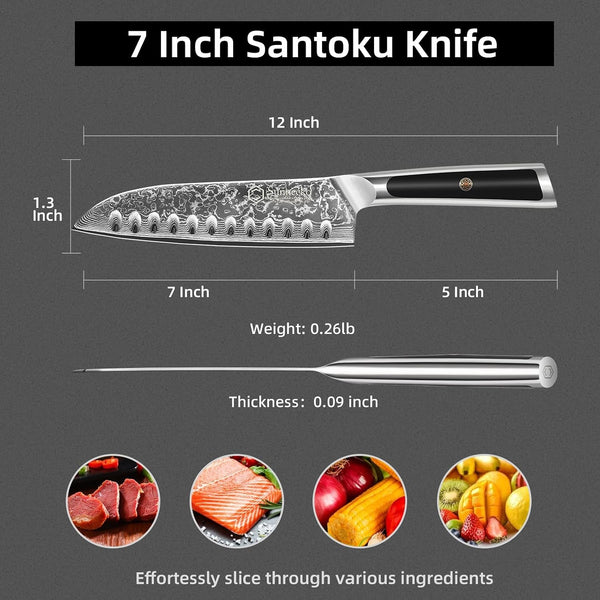 Kitchen Knife Japanese Damascus Santoku Knife 7 Inch5