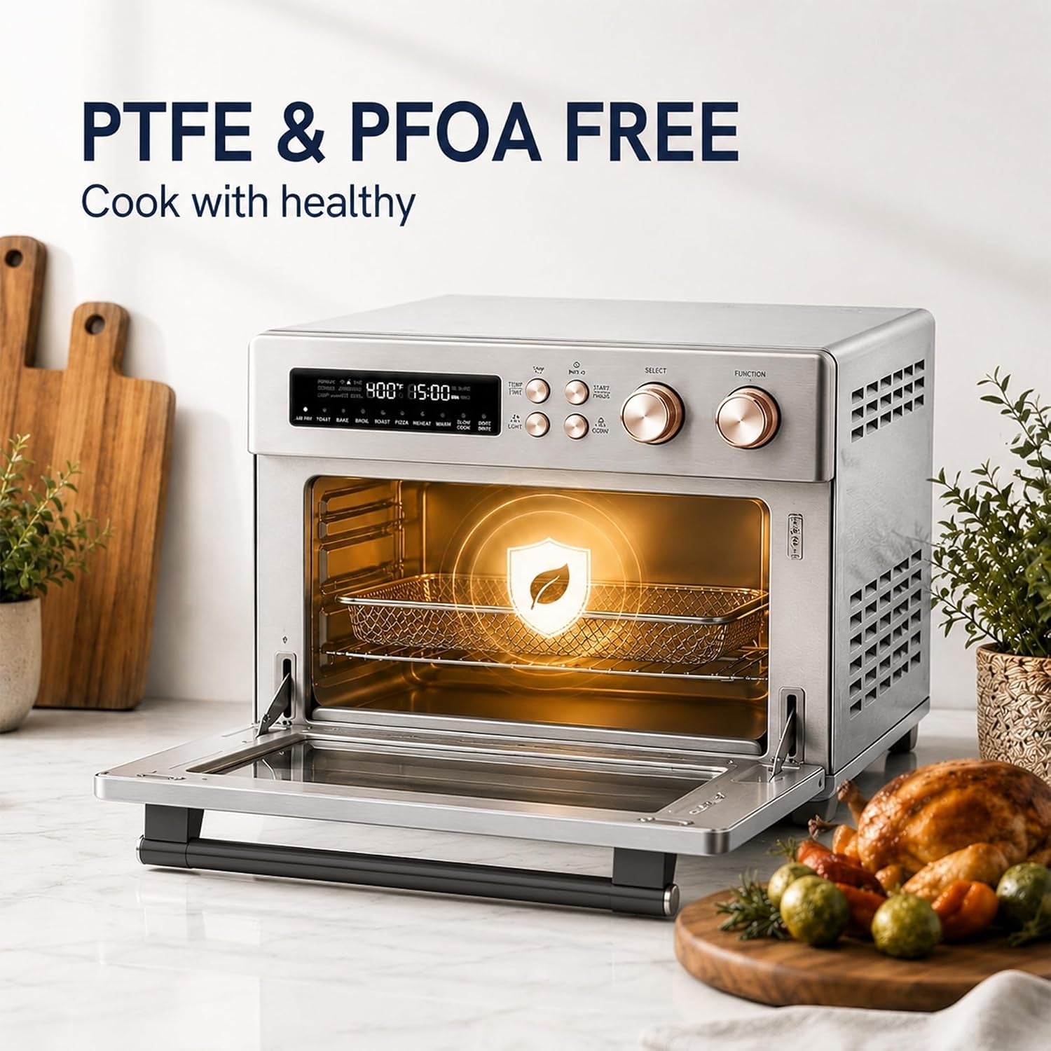 infrared-heating-26-3-qt-air-fryer-toaster-oven-large-countertop-convection-oven-10-in-1-combo-6-slice-toast-enamel-baking-pan-easy-clean-with-recipe-book-brushed-stainless-steel-finish
