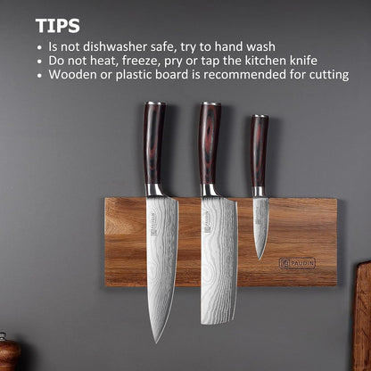 Kitchen Knife Set, 3 Piece High Carbon Stainless Steel Professional Chef Knife Set with Ultra Sharp Blade & Wooden Handle (Kitchen Knife Set 3 Pcs)7
