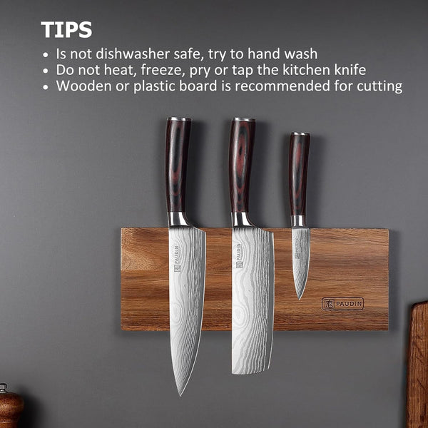 Kitchen Knife Set, 3 Piece High Carbon Stainless Steel Professional Chef Knife Set with Ultra Sharp Blade & Wooden Handle (Kitchen Knife Set 3 Pcs)7