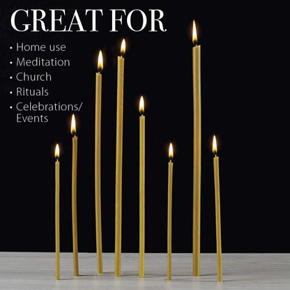 Pure Beeswax Candles - Honey-Scented, Decorative Thin Taper Candles - Ideal for Birthday Decoration or Church Prayers - Drip Free, Tall & Smokeless Pack of 50 Pcs, 6.3 X 0.2 Inch3