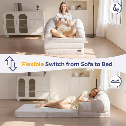 Folding Sofa Bed with Backrest, Boneless Fold Out Couch with Handle3