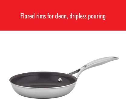 Energy plus 2-Pc Stainless Steel Ceramic Nonstick 10-In & 12-In Fry Pan Set | Non-Toxic, Food-Safe, Ceramic Nonstick Coating for Quick Release. Induction Cookware Compatible for All Cooktops.7