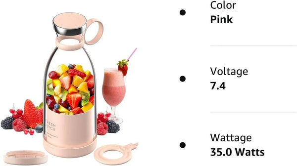 Portable Blender for Shakes and Smoothies with 11.83 Oz Travel Cup and Lid,Durable Stainless Steel Blades for Juice Blending Performance, Pink10