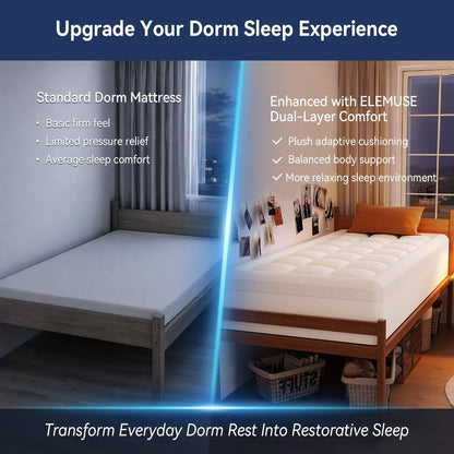 Twin XL College Dorm Essentials 3 Inch Memory Foam Mattress Topper | Dual Layer Design, 2 Inch Cooling Gel Foam and 1 Inch Soft Pillow Top Bed Pad, Back to School, Comfortable Support2