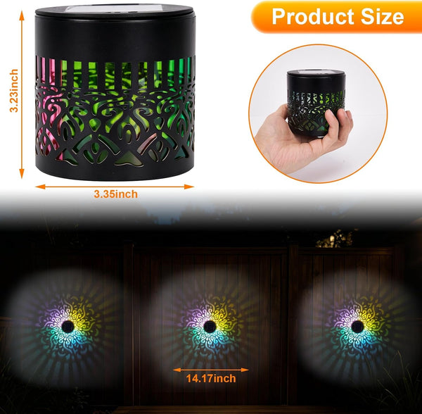 2 Pack Colorful Solar Mandala Lights Outdoor, Decorative Solar Mandala Lights, Mandala Theme Waterproof Fence Light for Garden Post Patio Backyard Decor7