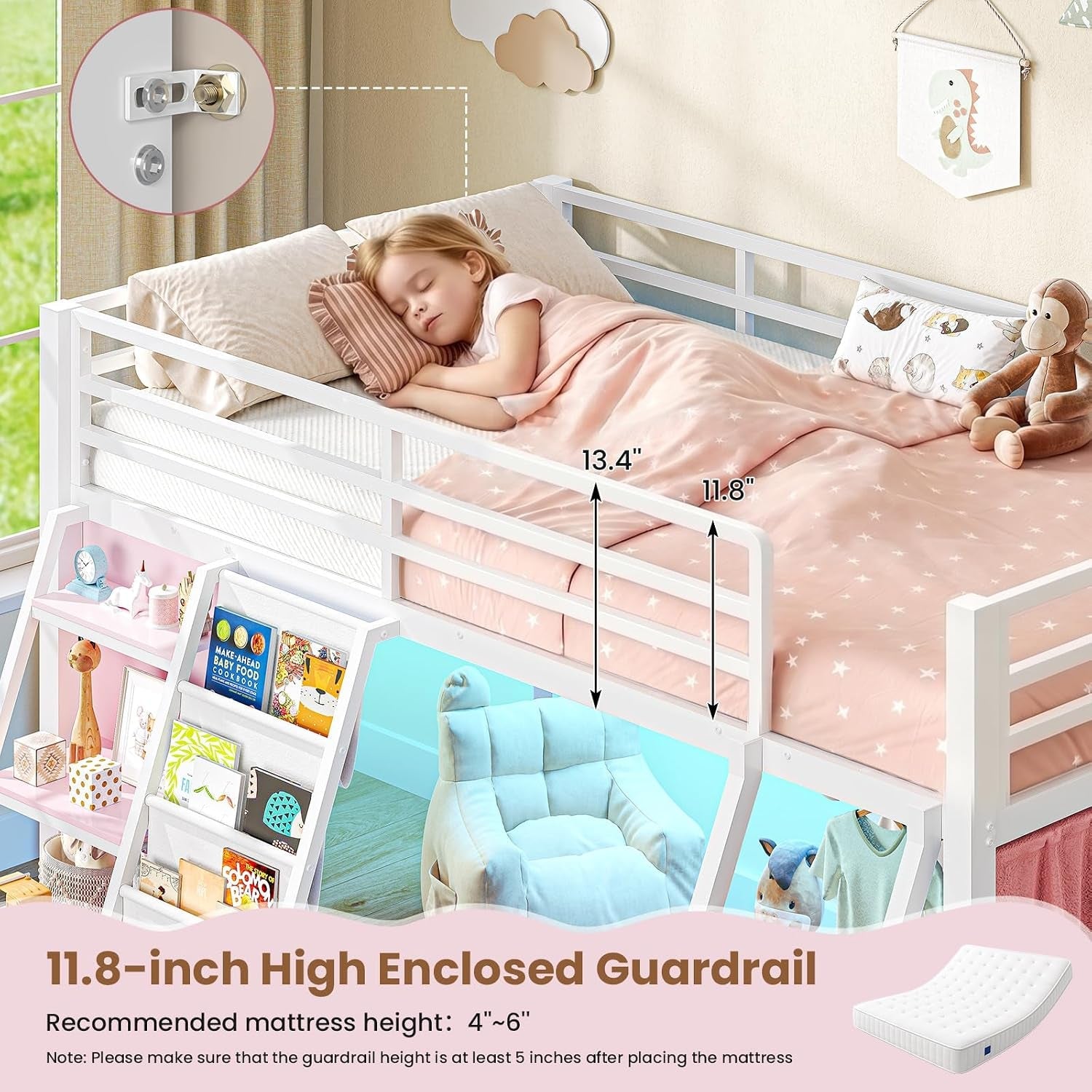 low-loft-bed-with-7-storage-drawers-reading-nook-kids-twin-loft-bed-with-bookshelf-led-lights-safety-guardrail-loft-bed-twin-size-with-35-8h-play-space-inclined-ladder-white-pink
