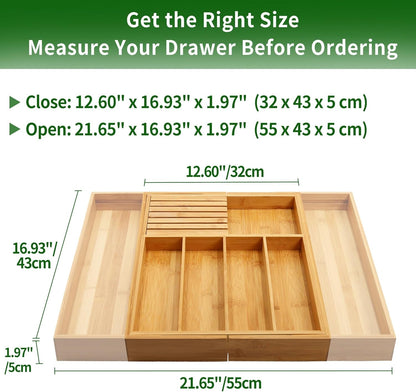 Bamboo Silverware Drawer Organizer, 7 Slots, Natural3