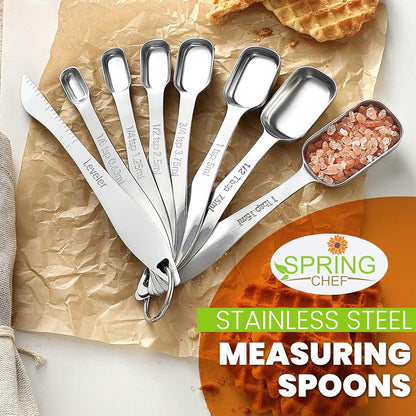 Stainless Steel Measuring Spoons Set of 8 with Leveler2